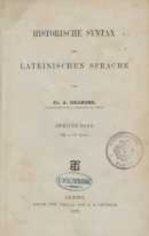 Historische Syntax der lateinischen Sprache. Bd. 2.