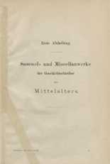 Bibliotheca Historia Medii Aevi, Bd. 1