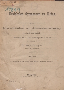 Königliches Gymnasium zu Elbing. Zu der Jahresschlussfeier und Abiturienten-Entlassung im Saale der Anstalt...