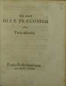 Oleae praeconium, sive pacis assertio