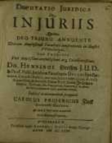 Disputatio juridica de in juriis quam deo triuno annuente ...
