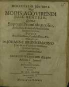 Dissertatio juridica, De modis acovirendi jure gentium...