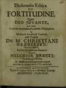 Dissertatio ethica, De Fortitudine...