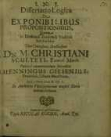 Dissertatio Logica, De ex ponibilibus propositionibus...