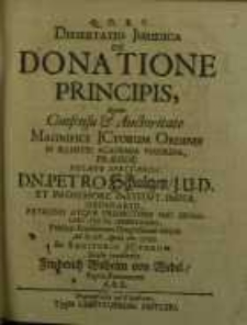 Dissertatio Iuridica, De Donatione Principis...
