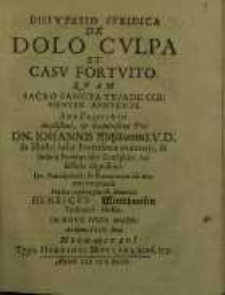 Disputatio juridica, De dolo culpa et casu fortvito...