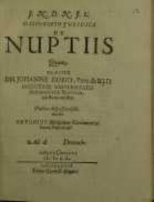 Disputatio juridica, De nuptiis...