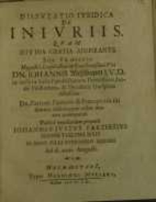 Disputatio iuridica, De inivriis quam...