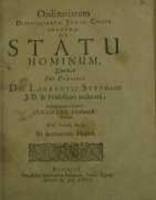 Ordinariarum Disputationum Juris Civilis Secunda, De Statu Hominum...