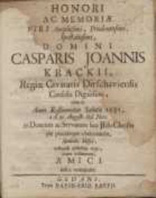 Honori ac memoriae viri...Casparis Joannis Krackii...