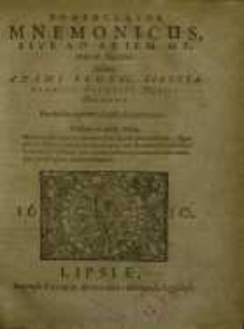 Nomenclator mnemonicus, sive ad artem memoriae faciens ...