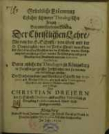 Gründliche Erörterung etzlicher schwerer Theologischer Fragen Bey unterschiedenen Stücken Der Christlichen Lehre...