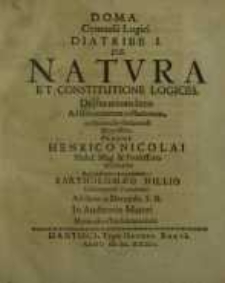 D.O.M.A. Gymnasii Logici diatribe I ...