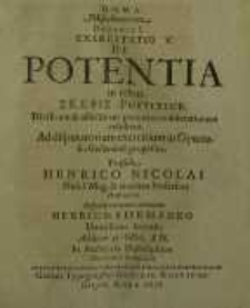 D.O.M.A. Miscellancorum Decadis I, Exercitatio V. De Potentia in Rebus Skephis Posterior...