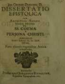 Dissertatio Epistolica Cum Augustino Arisaeo Studioso Genevensi…