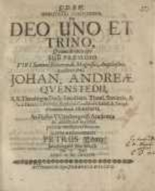 Disputatio theologica, Deo uno et trino, quam...