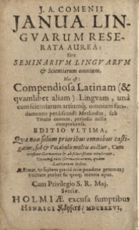 Ianua linguarum reserata aurea; sive seminarium linguarum & scientiarum omnium ...