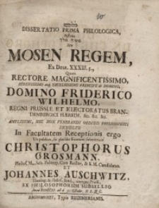 Dissertatio prima philologica, sistens...seu Mosen Regem, ex Deut. XXXIII. 5.