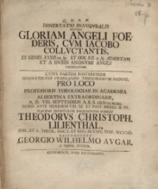 Dissertatio inauguralis sistens gloriam Angeli foederis cum Iacobo colluctantis ... II