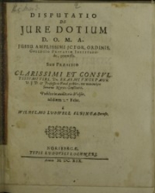 Disputatio de jure dotium ...