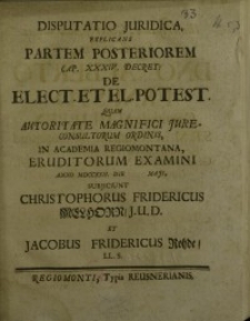 Disputatio juridica explicans partem posteriorem... Cap. XXXIV. Decret...