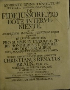 Disputatio Iuridica Inauguralis De Fideiussore, Pro Dote Interveniente ...