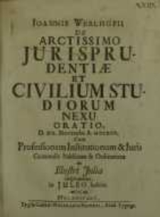 De arctissimo jurisprudentiae et civilium studiorum nexu oratio