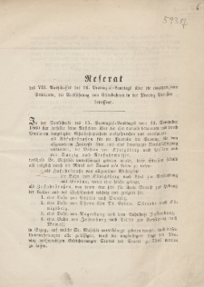 Referat des VIII. Auschusses des 16. Provinzial-Landtags &uuml;ber die eingegangenen Petitionen