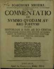 Commentatio de nummo quodam aureo postumi...
