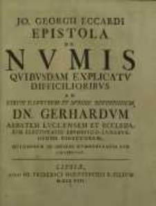Epistola De Numis Quibusdam Explicatu Difficilioribus ...