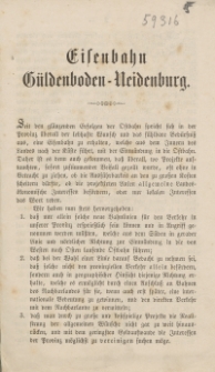Eisenbahn Güldenboden - Neidenburg