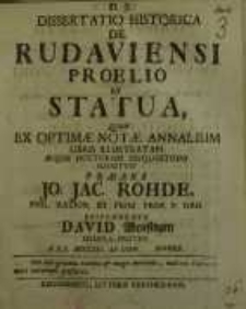 Dissertatio historica de Rudaviensi proelio et statua...