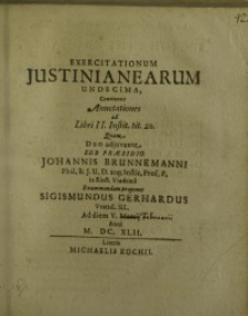Exercitationum Justinianearum undecima...