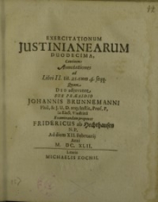 Exercitationum Justinianearum duodecima ...