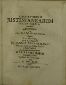 Exercitationum Justinianearum decima tertia ...