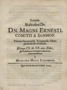 Exequiae illustrissimi Dn. Magni Ernesti comitis a Dönhof...