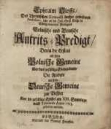 Des Thornischen Gymnasii bisher gewesenen Professoris, jetzo an die Heil. Geist Kirche in Elbing ... Polnische...