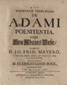 Disputatio theologica de Adami poenitentia vulgo von Adams Busse ...