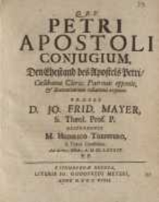 Petri Apostoli Conjugium = den Ehestand des Apostels Petri, Coelibatus Cleric....