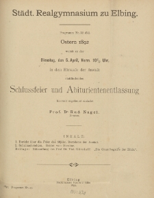 Städt. Realgymnasium zu Elbing. Programm Nr. 32 (54). Ostern 1892
