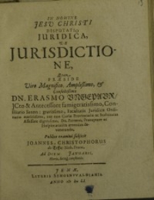 Disputatio juridica, De Jurisdictione, quam...
