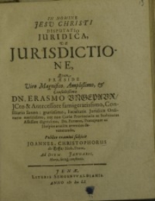Disputatio juridica, De Jurisdictione, quam...