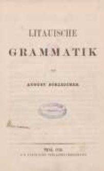 Handbuch der litauischen Sprache: T. 1. : Grammatik