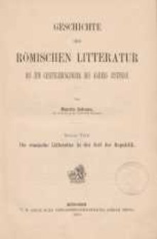 Bd.8, Th.1: Geschichte der römischen Litteratur bis zum Gesetzgebungswerk des Kaisers Justinian
