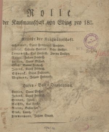 Rolle der Kaufmannschaft von Elbing pro 1824/25