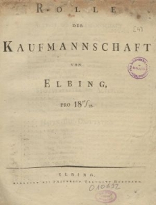 Rolle der Kaufmannschaft von Elbing pro 1827/28