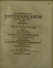 Exercitationum Justinianearum decima qvarta...