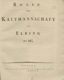 Rolle der Kaufmannschaft von Elbing pro 1829/30