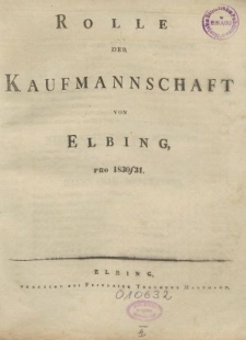 Rolle der Kaufmannschaft von Elbing