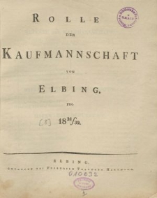 Rolle der Kaufmannschaft von Elbing pro 1831/32